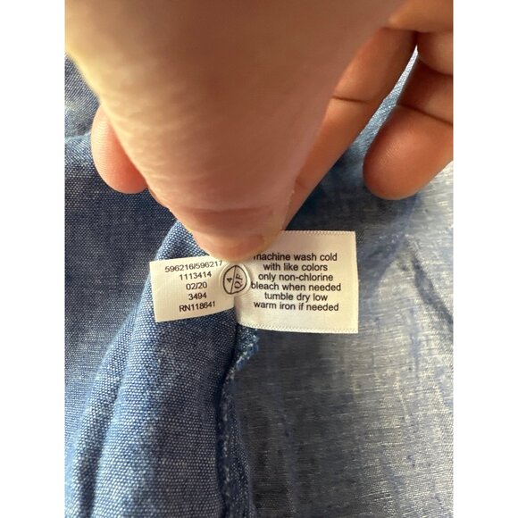 Lane Bryant Womens Blue Chambray Button-Front Tie-Hem Blouse Size 16 - Picture 9 of 10